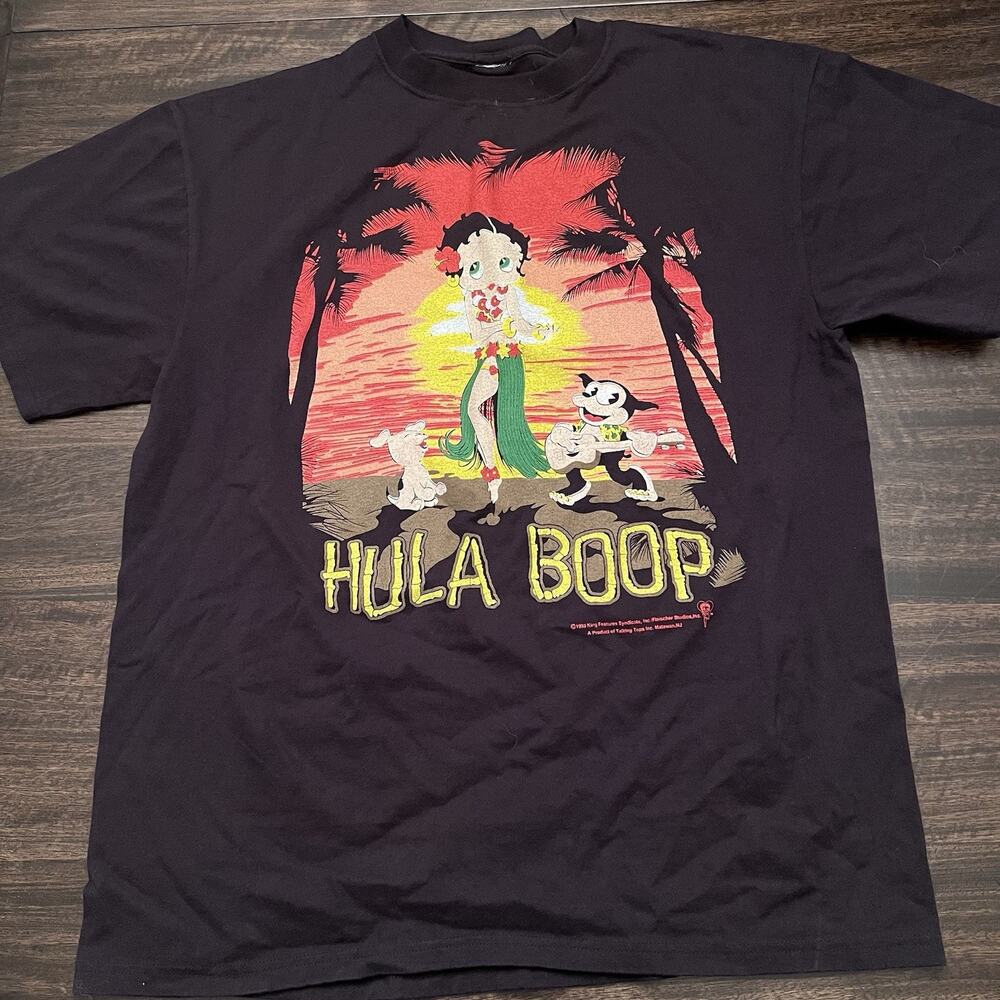 Betty Boop Hula Hawaii Vacation summer XL Faded modern 90s aop vintage shirt